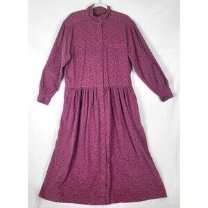Vintage Eddie Bauer Corduroy Maxi Dress Floral Womens XL Pockets Prairie